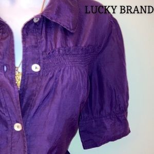 Lucky Brand Top- Silk Blouse-Eggplant